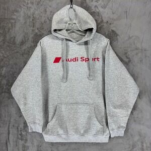 Audi Sport Mens Gray Pullover Hoodie Sweatshirt Logo Size M 31015
